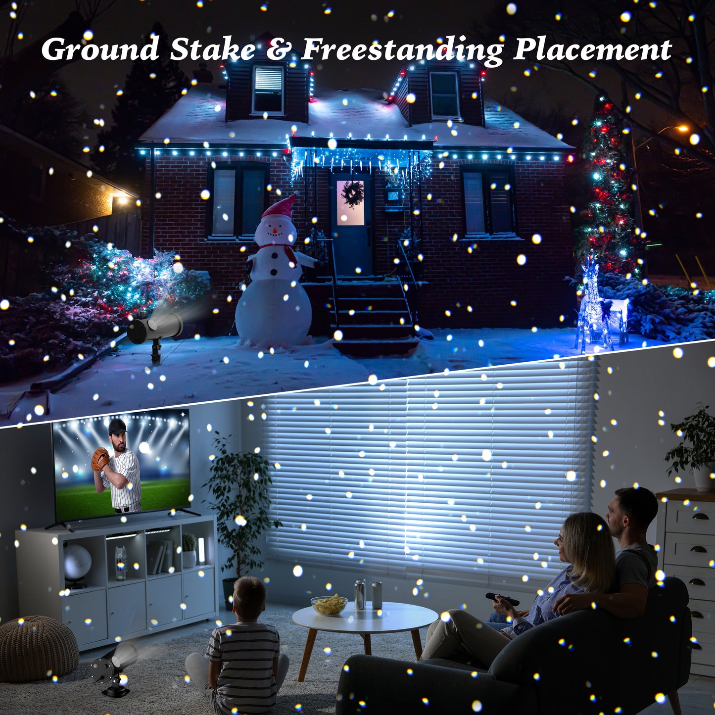 Outdoor White Star Lights Projector, AIRIVO Fairy Lights Projector, Christmas Snowflake Projector with Remote Control, Holiday Halloween Winter Decor Garden Light for Home, Patio, Landscape