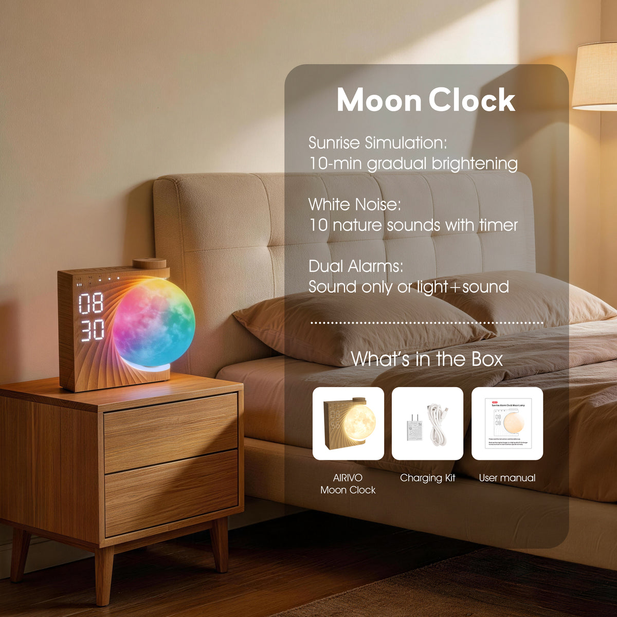 AIRIVO Moon Sunrise Alarm Clock