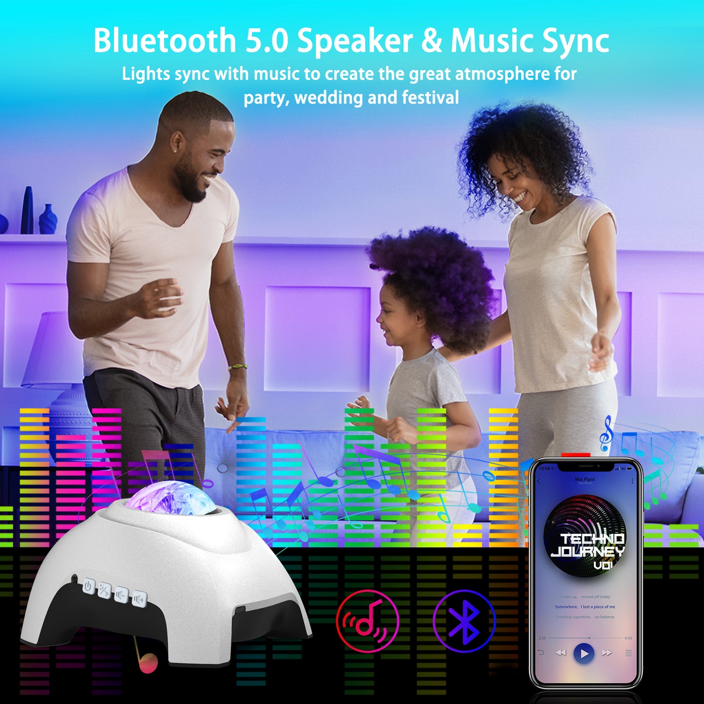 AIRIVO Star Projector, Galaxy Projector Northern Lights, Aurora Projector & Music Speaker & White Noise, Night Light Projector for Kids Adults, for Bedroom, Room Decor, Party, Ceiling(White)