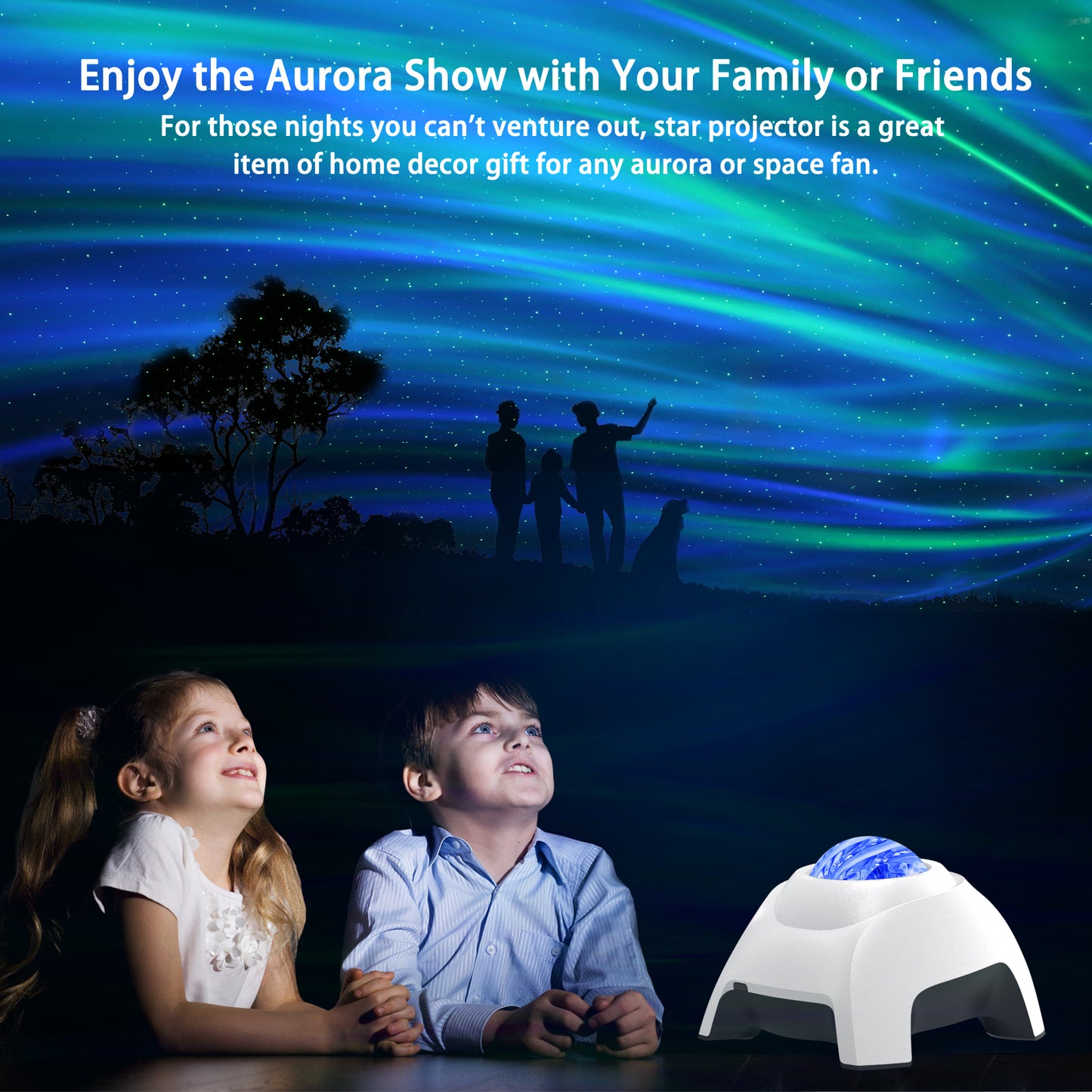AIRIVO Star Projector, Galaxy Projector Northern Lights, Aurora Projector & Music Speaker & White Noise, Night Light Projector for Kids Adults, for Bedroom, Room Decor, Party, Ceiling(White)