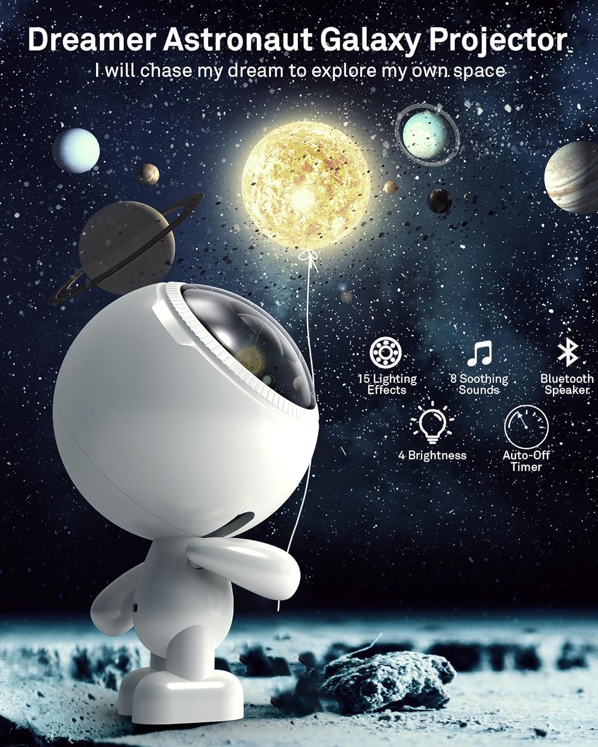 Astronaut Galaxy Projector, AIRIVO Galaxy Projector for Bedroom, Robot Star Projector Night Light for Kids, Room Decor Ceiling Projector with Remote, Home Decor Gifts for Adults, Teens, Christmas(White)
