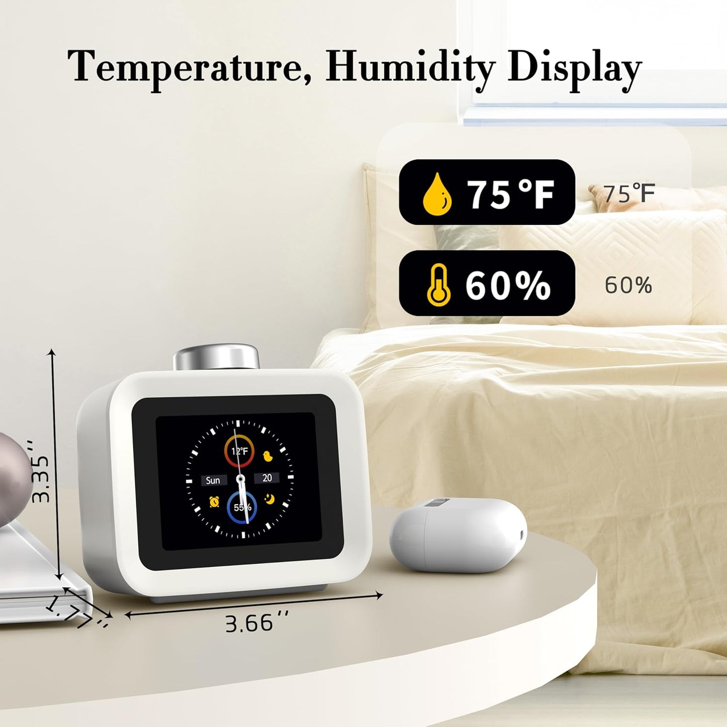 AIRIVO Alarm Clock, Colorful LCD Display with 8 Visual Themes, 4 Digital Alarms with 30 White Noise for Bedrooms, 112dB Loud Alarm Clock with Hourly Chime for Heavy Sleepers, Gift for Kids Teens
