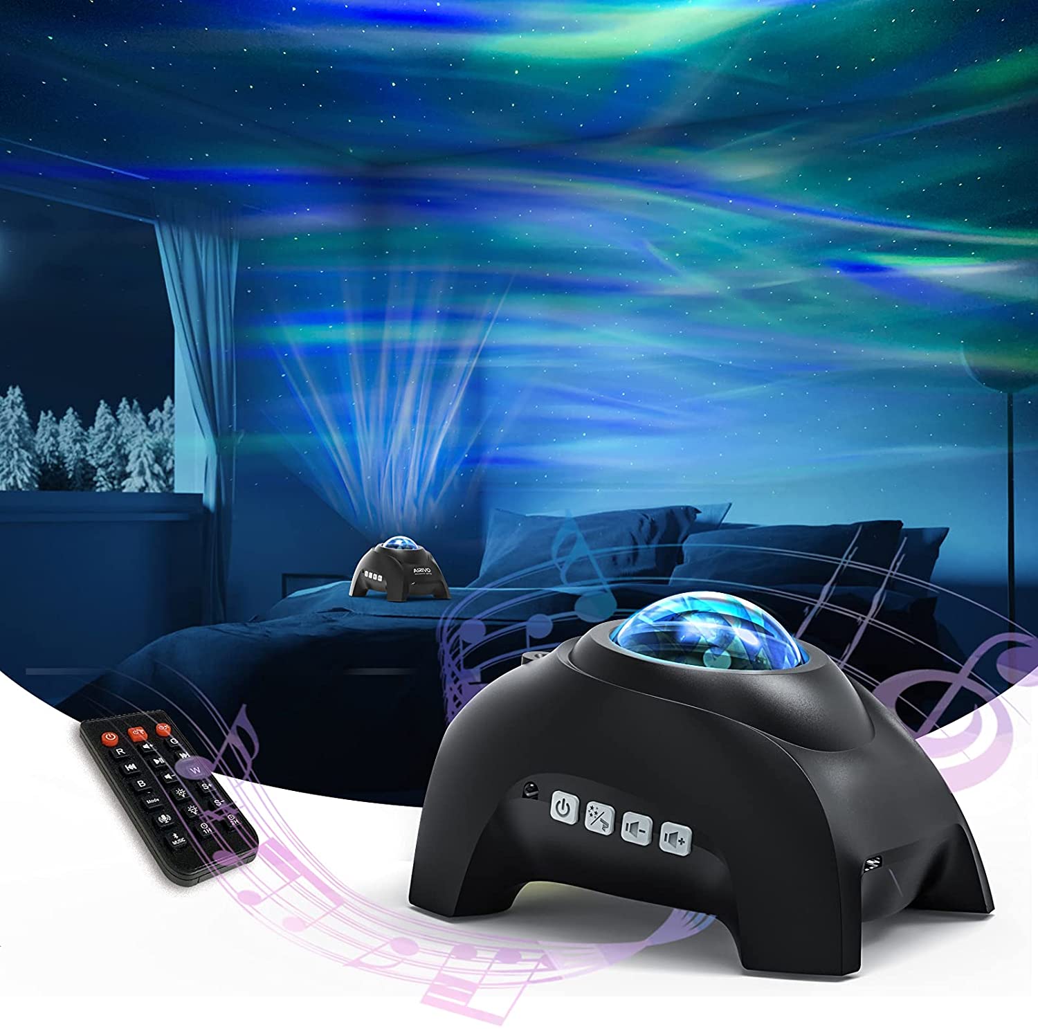 Northern Lights Aurora Projector, Music Aurora Projector Lamp White Noise  Night Light Galaxy Projector for Kids Adults, Gaming Room, Ceiling, Room  Decor 