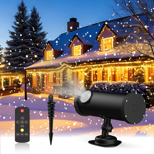 Outdoor White Star Lights Projector, AIRIVO Fairy Lights Projector, Christmas Snowflake Projector with Remote Control, Holiday Halloween Winter Decor Garden Light for Home, Patio, Landscape