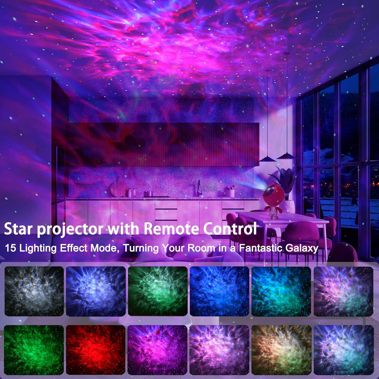 Star Projector Night Light, AIRIVO Galaxy Light Space Projector Nebula Starry Ceiling Projection Lamp for Bedroom, Room Decor, Music Speaker & Remote Control (Red&Silver)