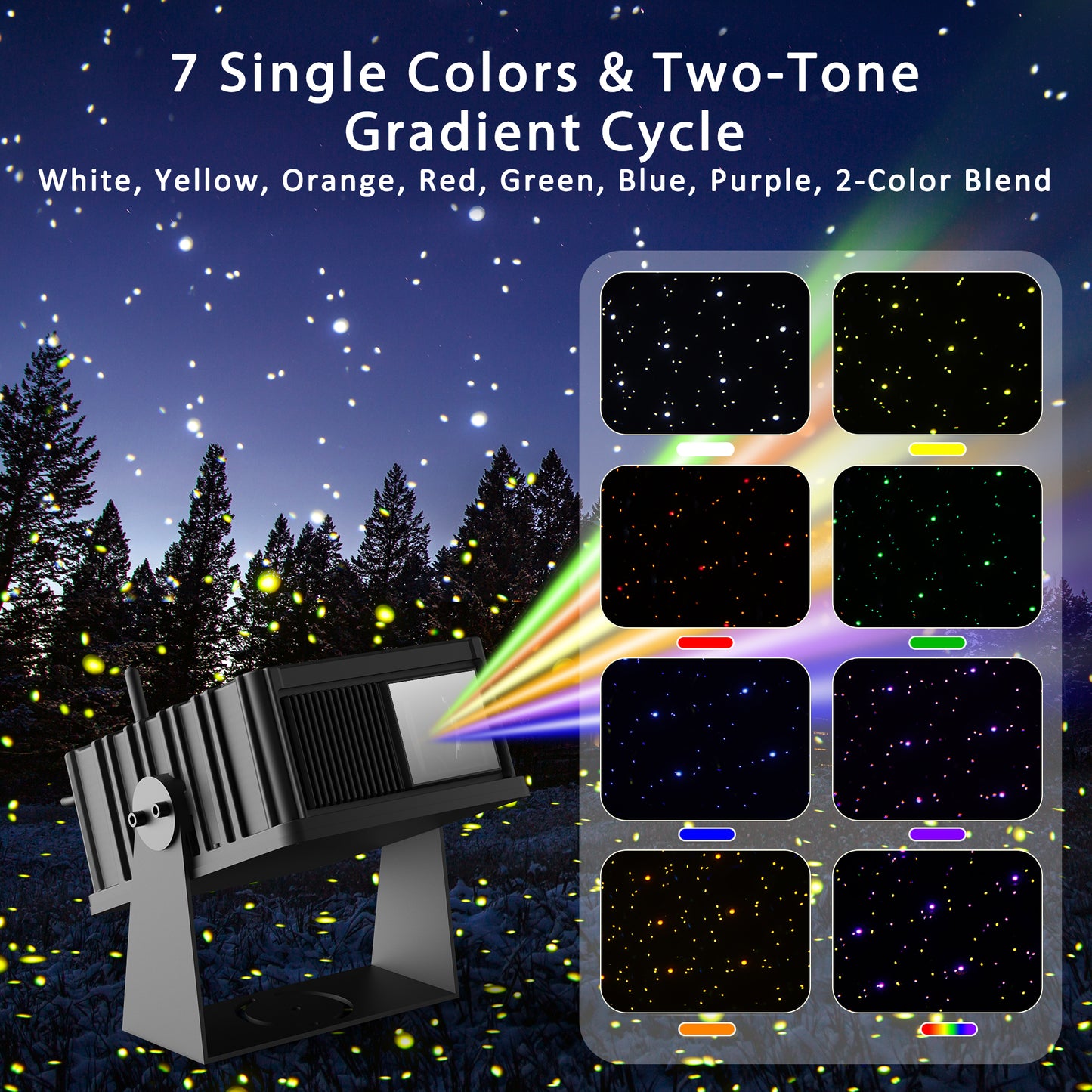 AIRIVO Outdoor Star Laser Projector, App & Remote Control 7 Colors Motion Smart Firefly Lights Christmas Snowflake Projector, 8 Lighting Effects Fairy Light Projector for Holiday Decor Garden Light