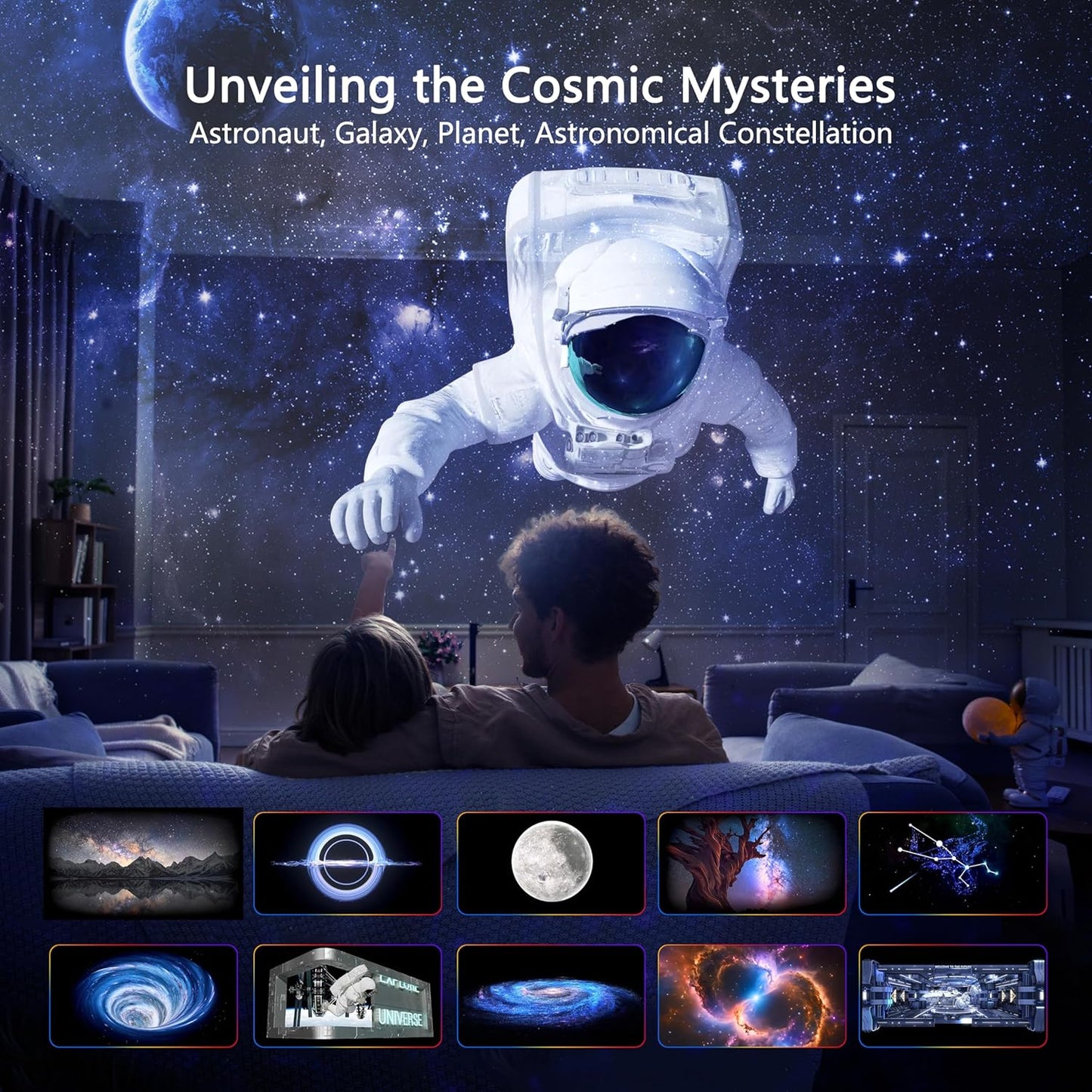 3D Galaxy Projector, AIRIVO 3D Visual Star Projector with 65 3D Scenes, Night Light Projector with Bluetooth Speaker, Stars and Background Lighting Effects for Room Decor, Kids Adults, Christmas Gifts