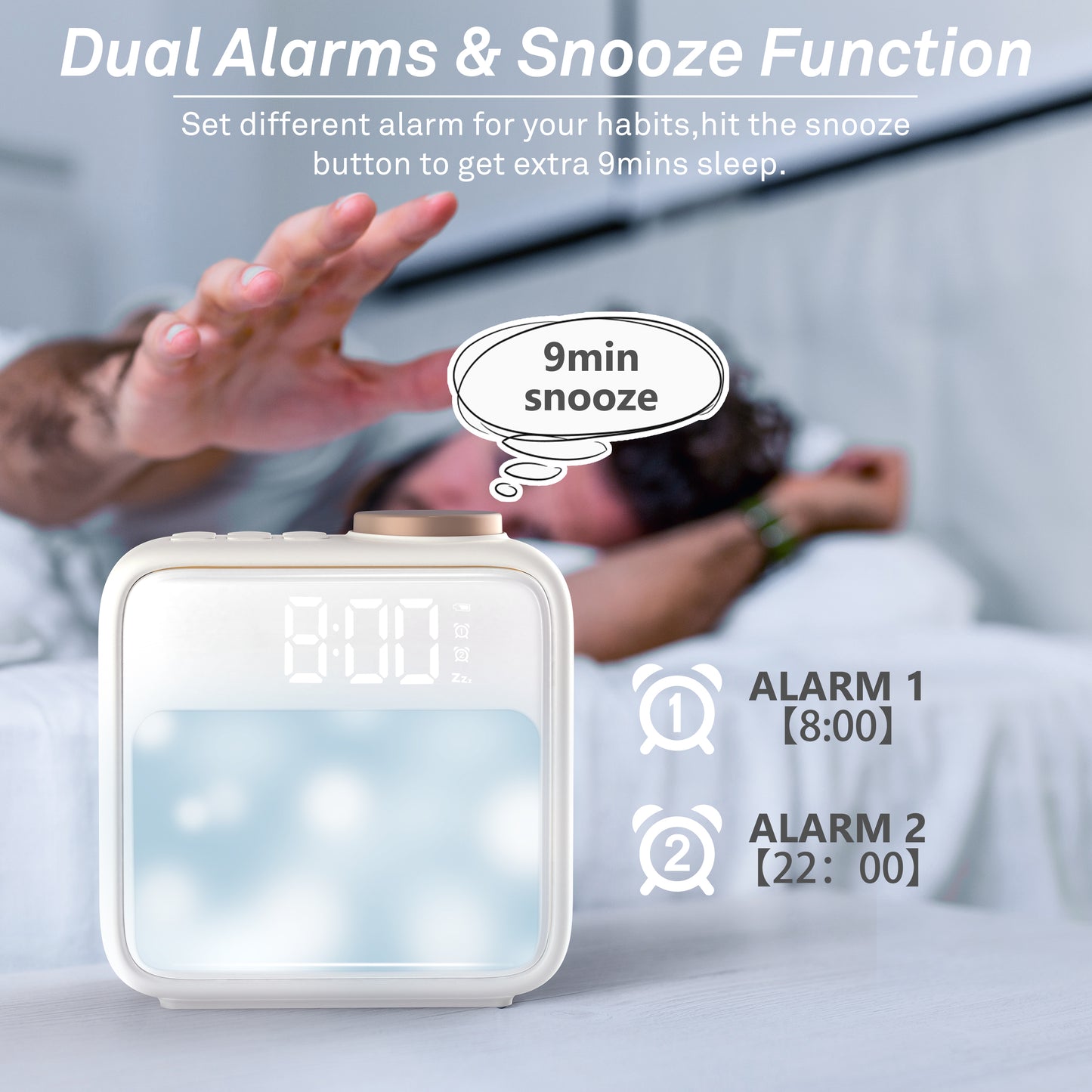 AIRIVO Sunrise Alarm Clock Wake Up Light, Alarm Clocks for Bedrooms, 6 Scenes Simulation & 6 Soothing Sounds, Dual Alarms & Snooze, for Heavy Sleepers Sleep Aid