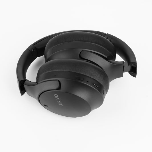 AIRIVO Active Noise Cancelling Headphones, Wireless Over Ear Bluetooth Headset, 60H Playtime, Hi-Res Audio Deep Bass Comfort Fit Ear Cups, for Home Office Travel Black