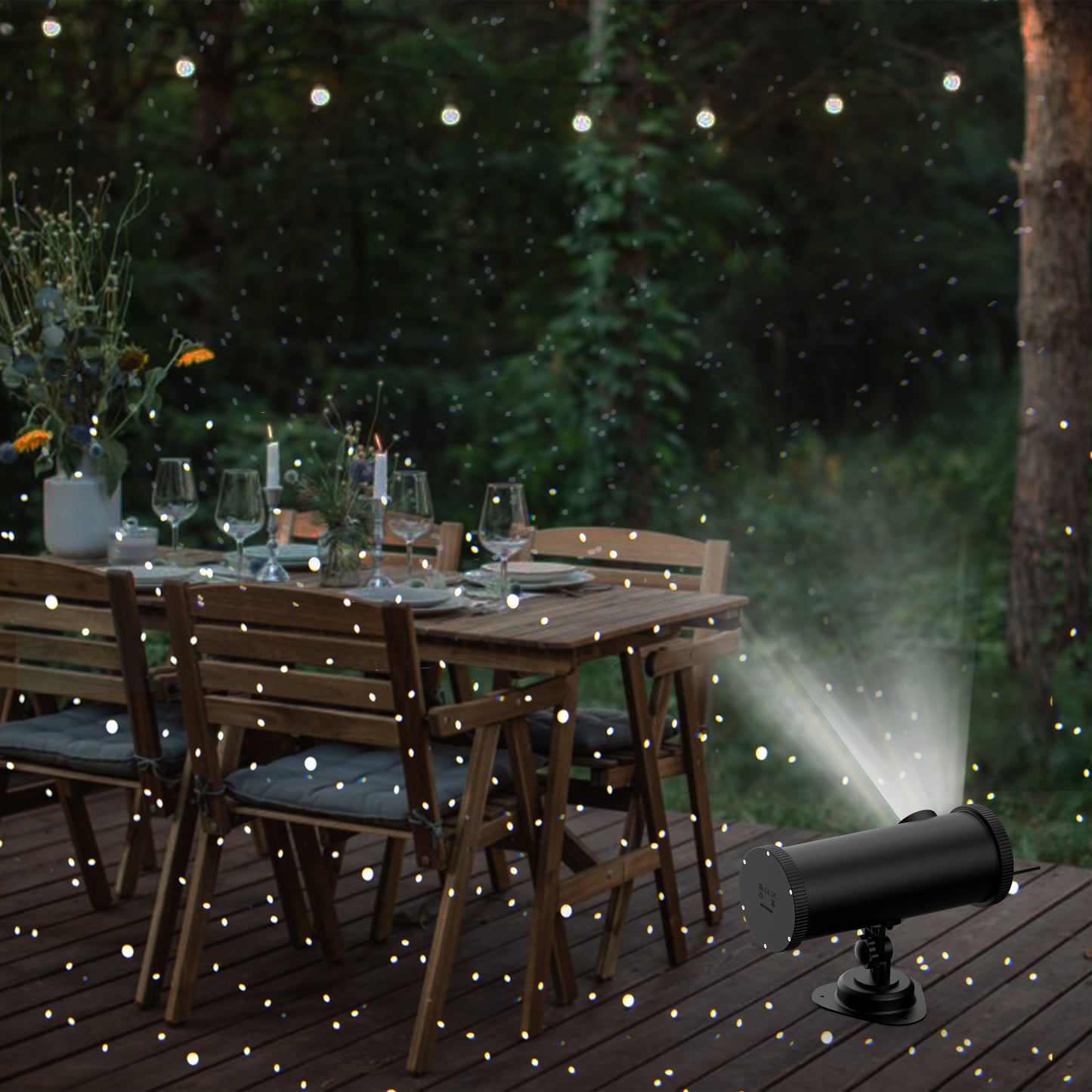 Outdoor White Star Lights Projector, AIRIVO Fairy Lights Projector, Christmas Snowflake Projector with Remote Control, Holiday Halloween Winter Decor Garden Light for Home, Patio, Landscape