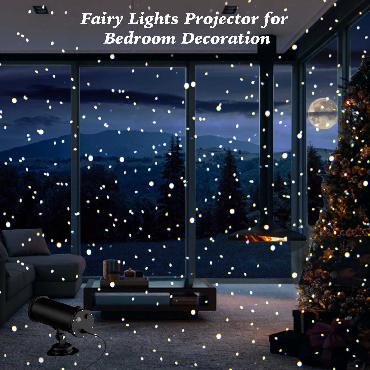 Outdoor White Star Lights Projector, AIRIVO Fairy Lights Projector, Christmas Snowflake Projector with Remote Control, Holiday Halloween Winter Decor Garden Light for Home, Patio, Landscape