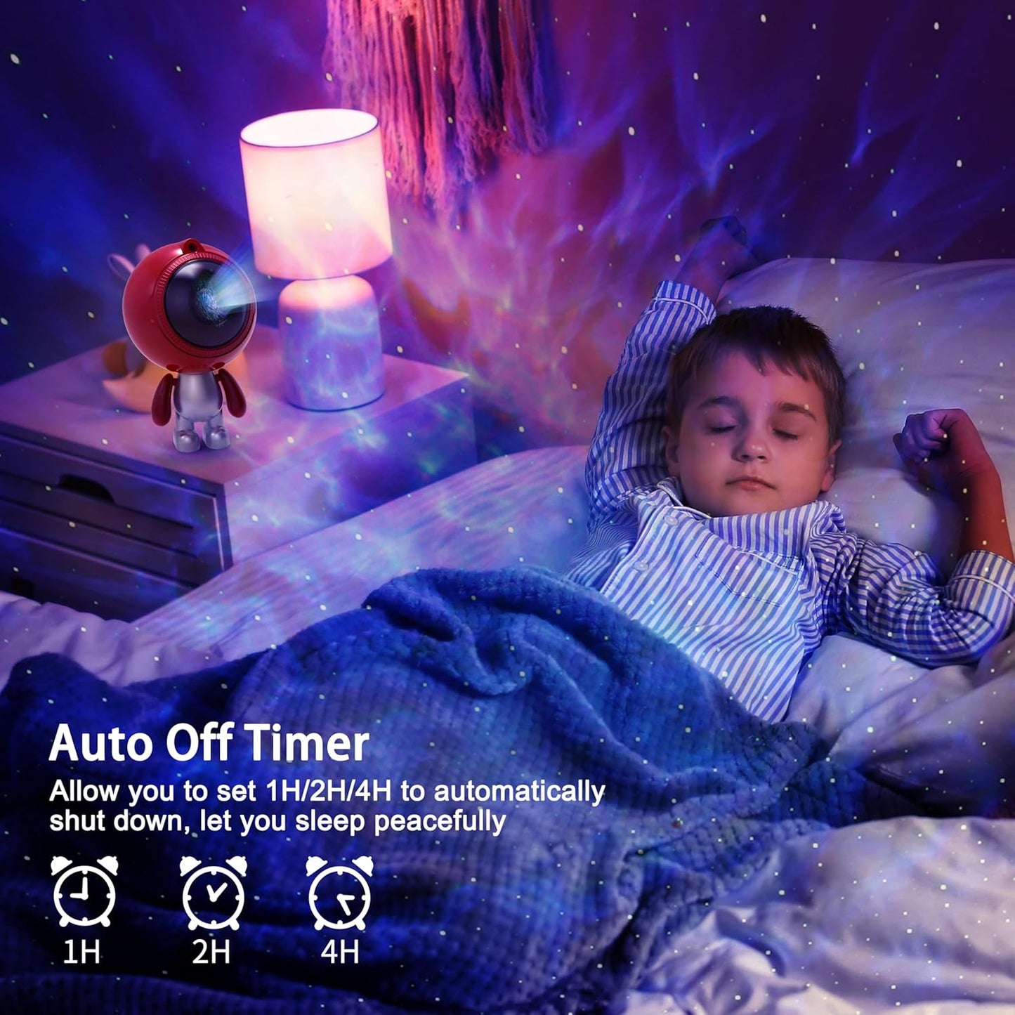 Star Projector Night Light, AIRIVO Galaxy Light Space Projector Nebula Starry Ceiling Projection Lamp for Bedroom, Room Decor, Music Speaker & Remote Control (Red&Silver)