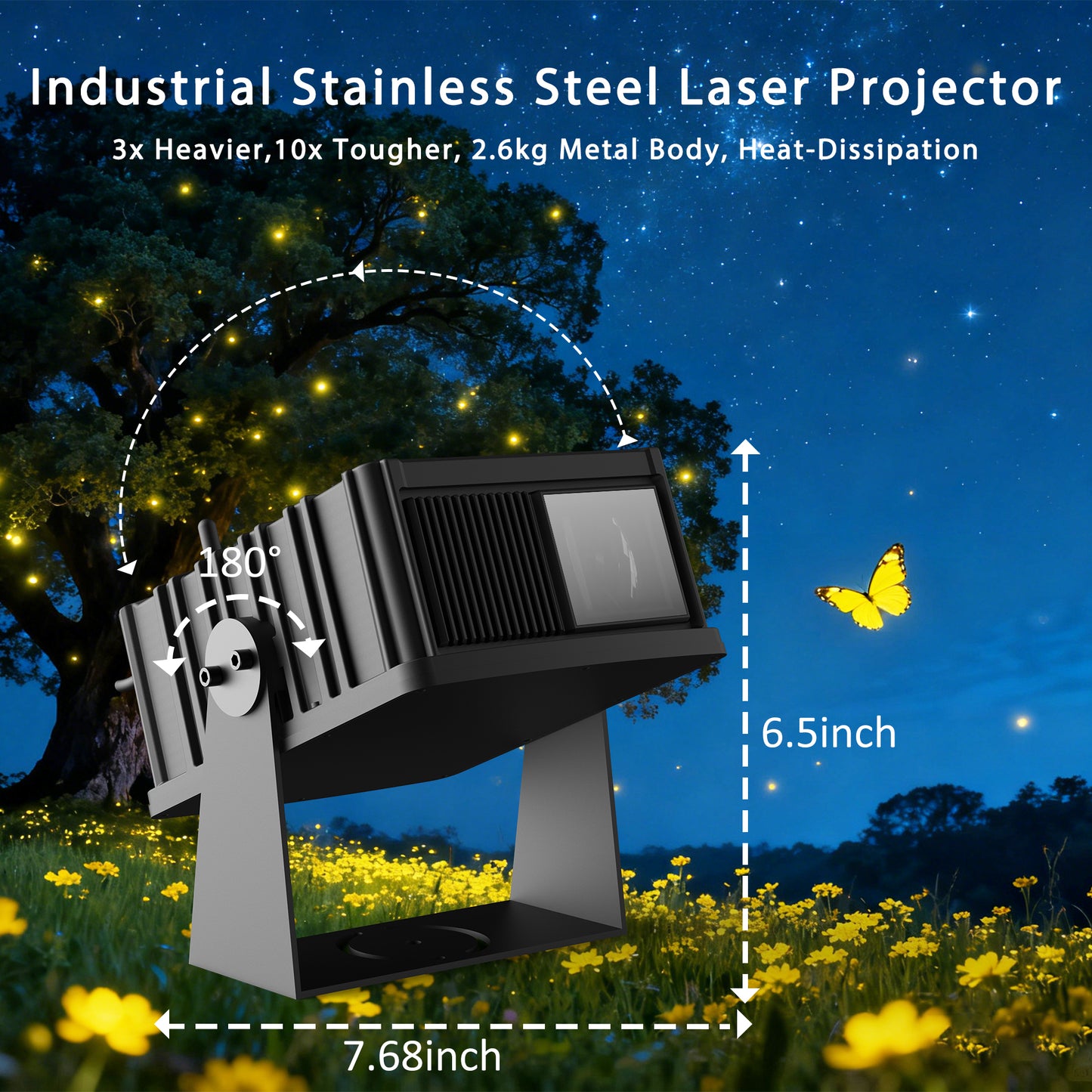 AIRIVO Outdoor Star Laser Projector, App & Remote Control 7 Colors Motion Smart Firefly Lights Christmas Snowflake Projector, 8 Lighting Effects Fairy Light Projector for Holiday Decor Garden Light