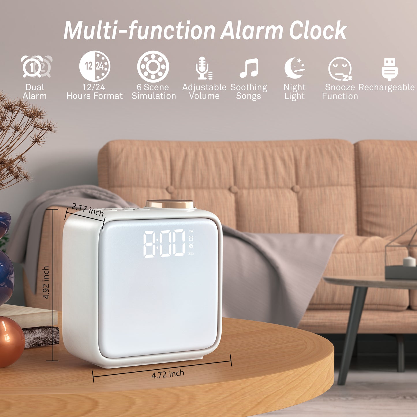 AIRIVO Sunrise Alarm Clock Wake Up Light, Alarm Clocks for Bedrooms, 6 Scenes Simulation & 6 Soothing Sounds, Dual Alarms & Snooze, for Heavy Sleepers Sleep Aid