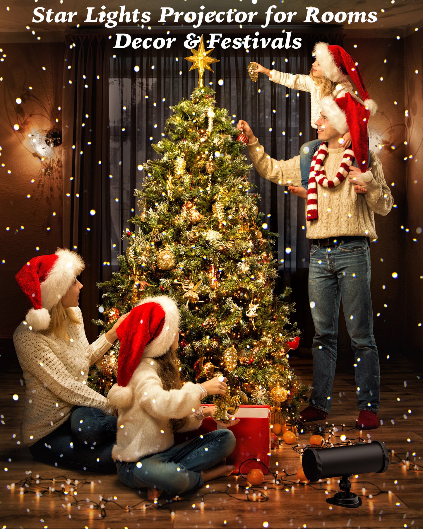 Outdoor White Star Lights Projector, AIRIVO Fairy Lights Projector, Christmas Snowflake Projector with Remote Control, Holiday Halloween Winter Decor Garden Light for Home, Patio, Landscape