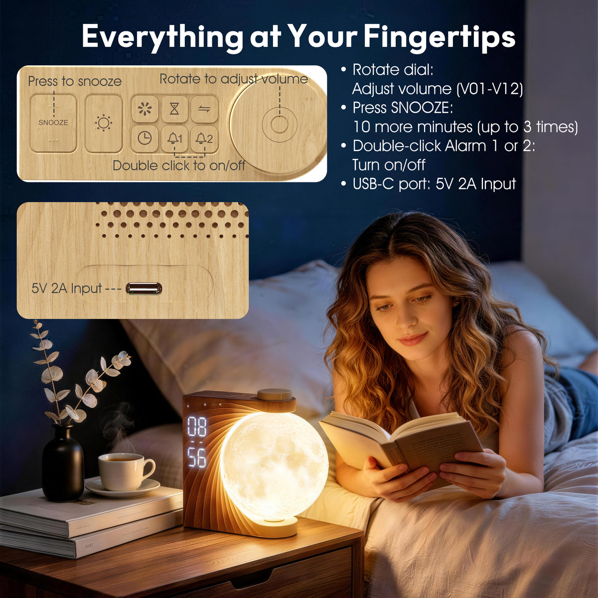 AIRIVO Moon Sunrise Alarm Clock