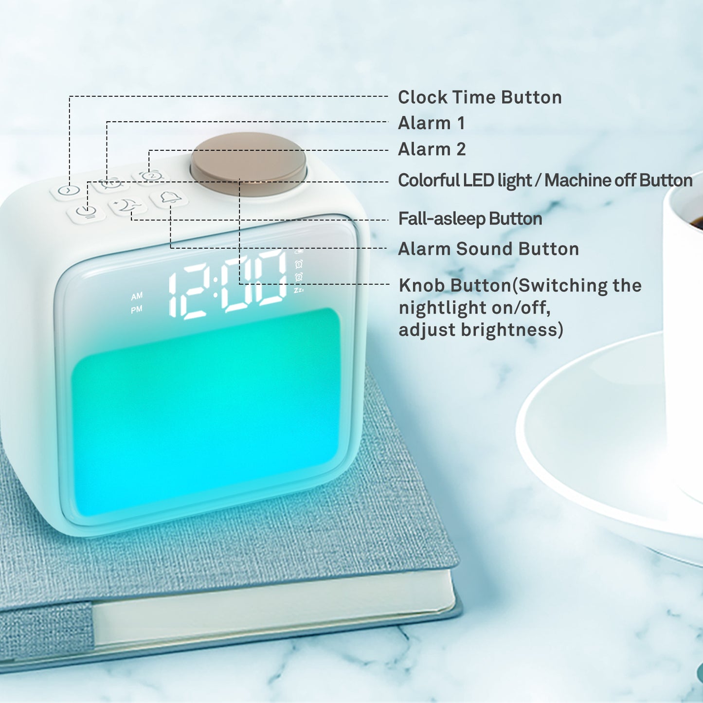 AIRIVO Sunrise Alarm Clock Wake Up Light, Alarm Clocks for Bedrooms, 6 Scenes Simulation & 6 Soothing Sounds, Dual Alarms & Snooze, for Heavy Sleepers Sleep Aid