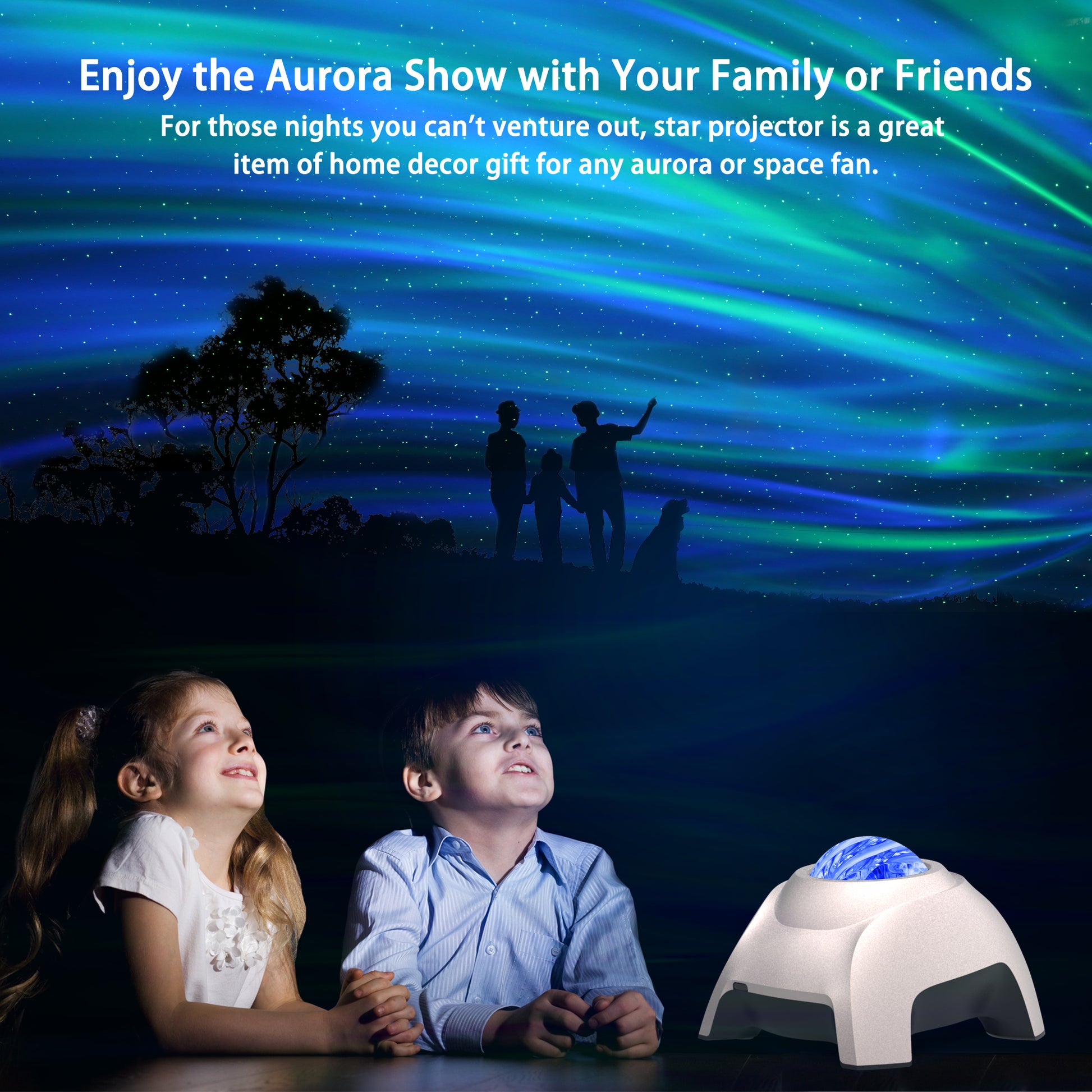 AIRIVO Northern Lights Aurora Proyector de dinosaurio con huevo y estrellas  para dormitorio, proyector de galaxia con altavoz Bluetooth y ruido blanco