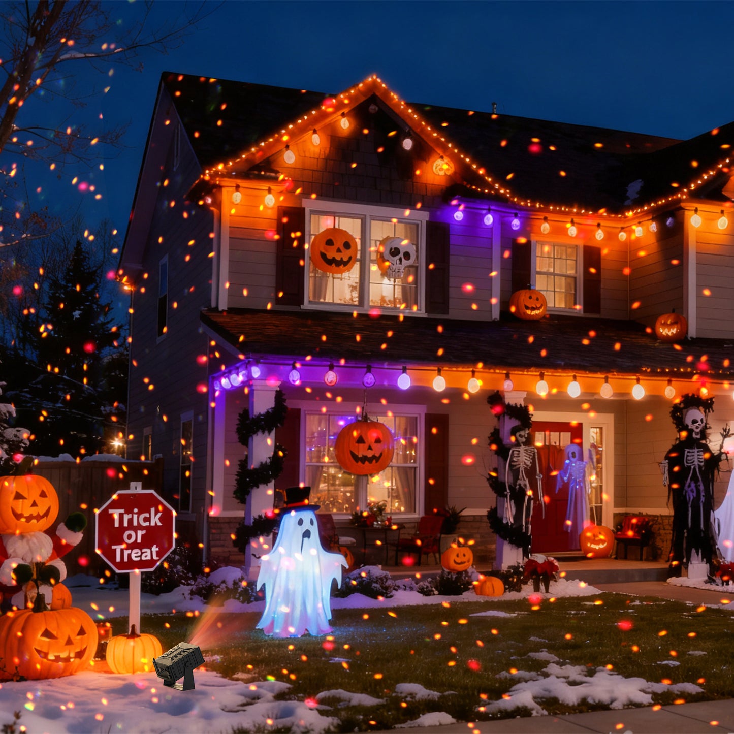 AIRIVO Outdoor Star Laser Projector, App & Remote Control 7 Colors Motion Smart Firefly Lights Christmas Snowflake Projector, 8 Lighting Effects Fairy Light Projector for Holiday Decor Garden Light