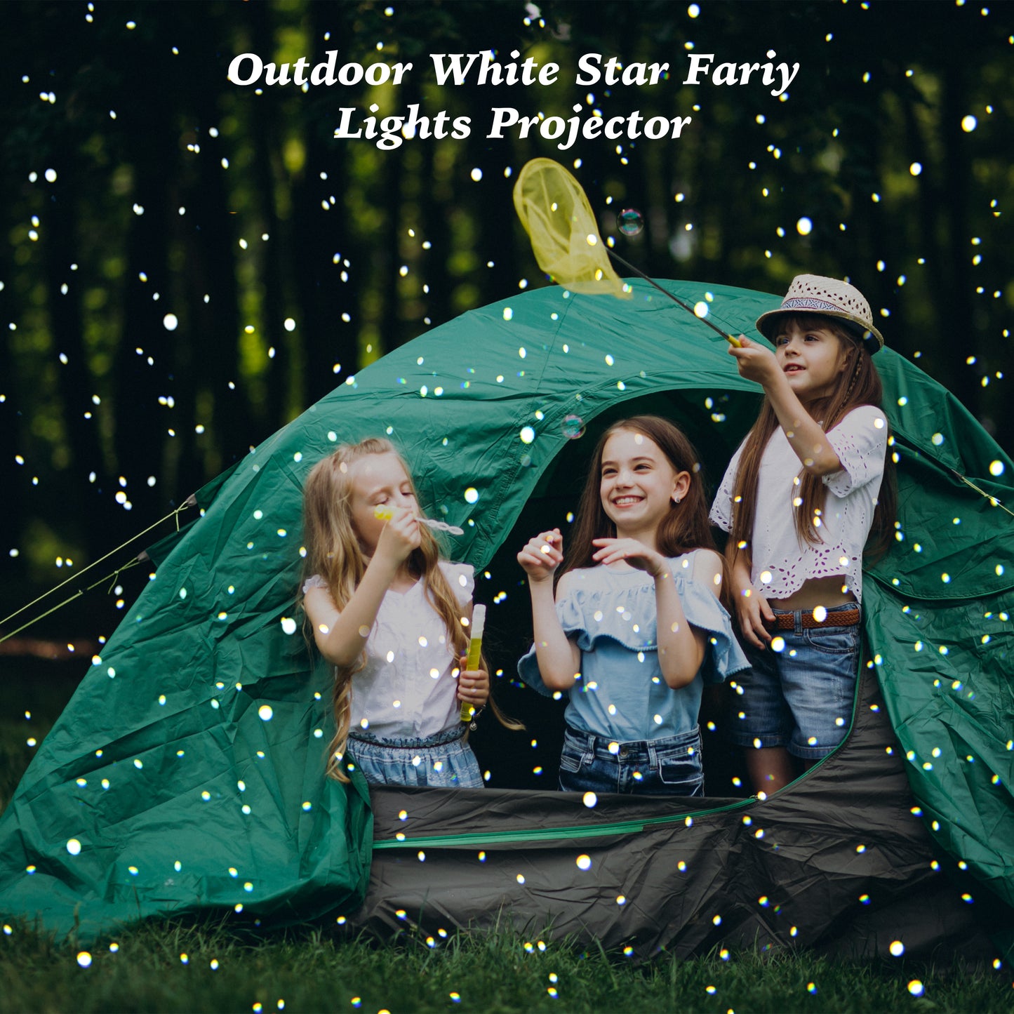 Outdoor White Star Lights Projector, AIRIVO Fairy Lights Projector, Christmas Snowflake Projector with Remote Control, Holiday Halloween Winter Decor Garden Light for Home, Patio, Landscape