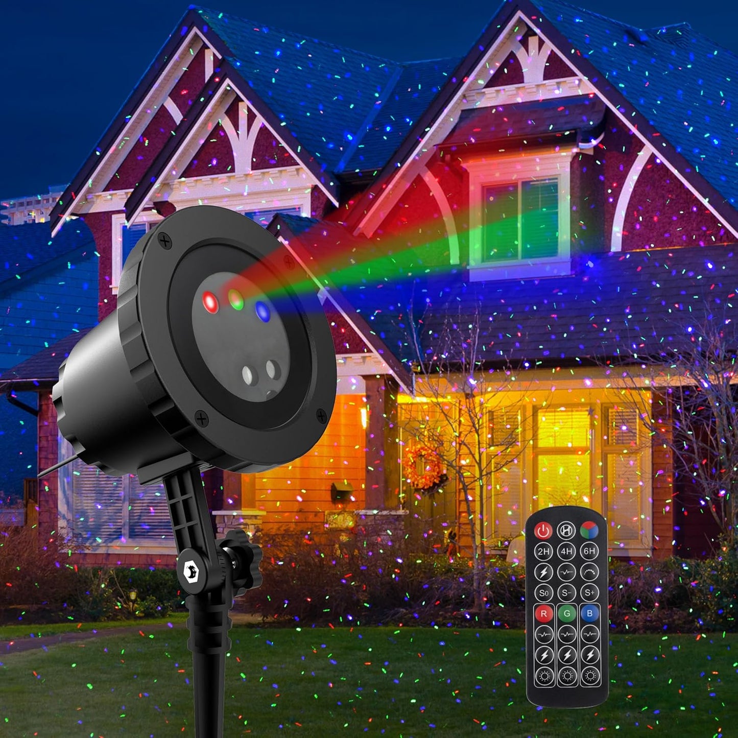 AIRIVO Outdoor Laser Lights Projector,  3Color Motion Star Light Show Garden Lights Laser Projector, Moving RGB Christmas Projector Lights Waterproof with Remote Control for Home, Patio, Landscape