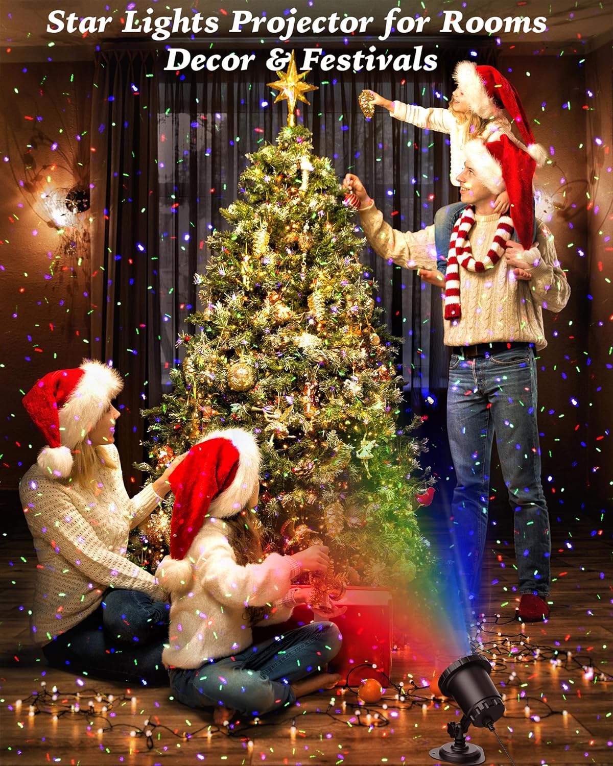 Christmas Laser Light Projector - 3 Color Star Firefly Lights For Outdoor Holiday Decor