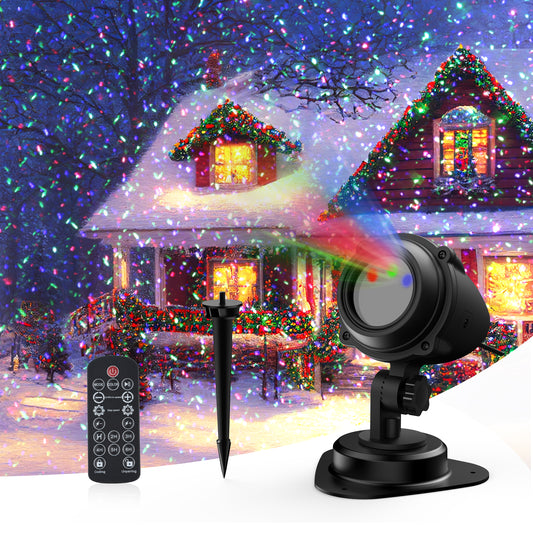 Christmas Laser Lights Projector Outdoor, AIRIVO RGB 3 Colors 11 Lighting Effects Projection Laser Light, Red Green Blue Star Light, Holiday Halloween Decor for Trees, Garden, Home, Landscape