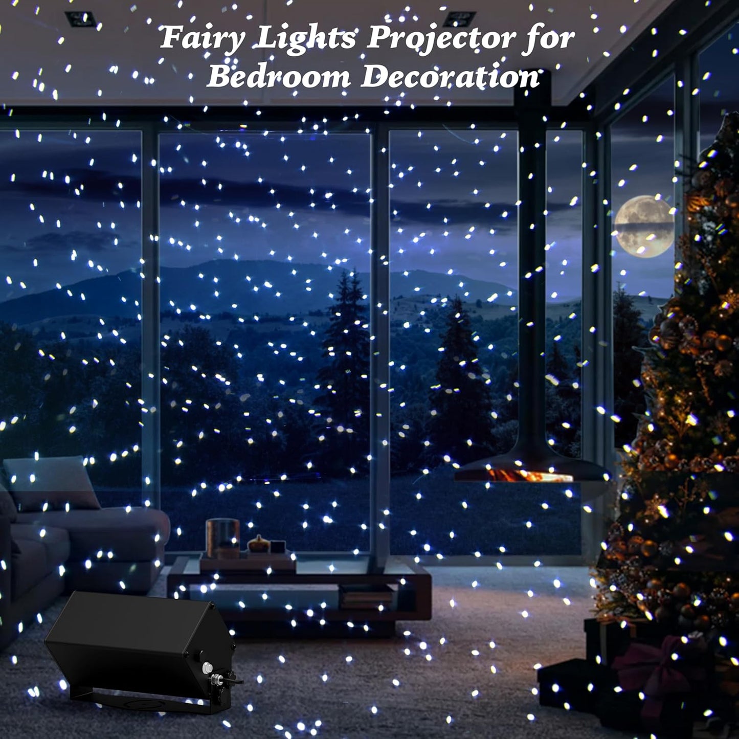 AIRIVO Outdoor Star Lights Projector, White Laser Fairy Lights Projector, Christmas Snowfall Projector, 3 Lighting Modes Garden Lights Snowflake Projector with Remote Control for Home, Patio,Landscape