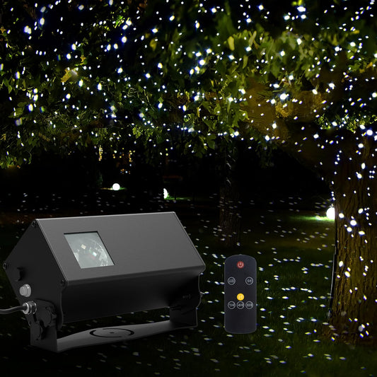 AIRIVO Outdoor Star Lights Projector, White Laser Fairy Lights Projector, Christmas Snowfall Projector, 3 Lighting Modes Garden Lights Snowflake Projector with Remote Control for Home, Patio,Landscape