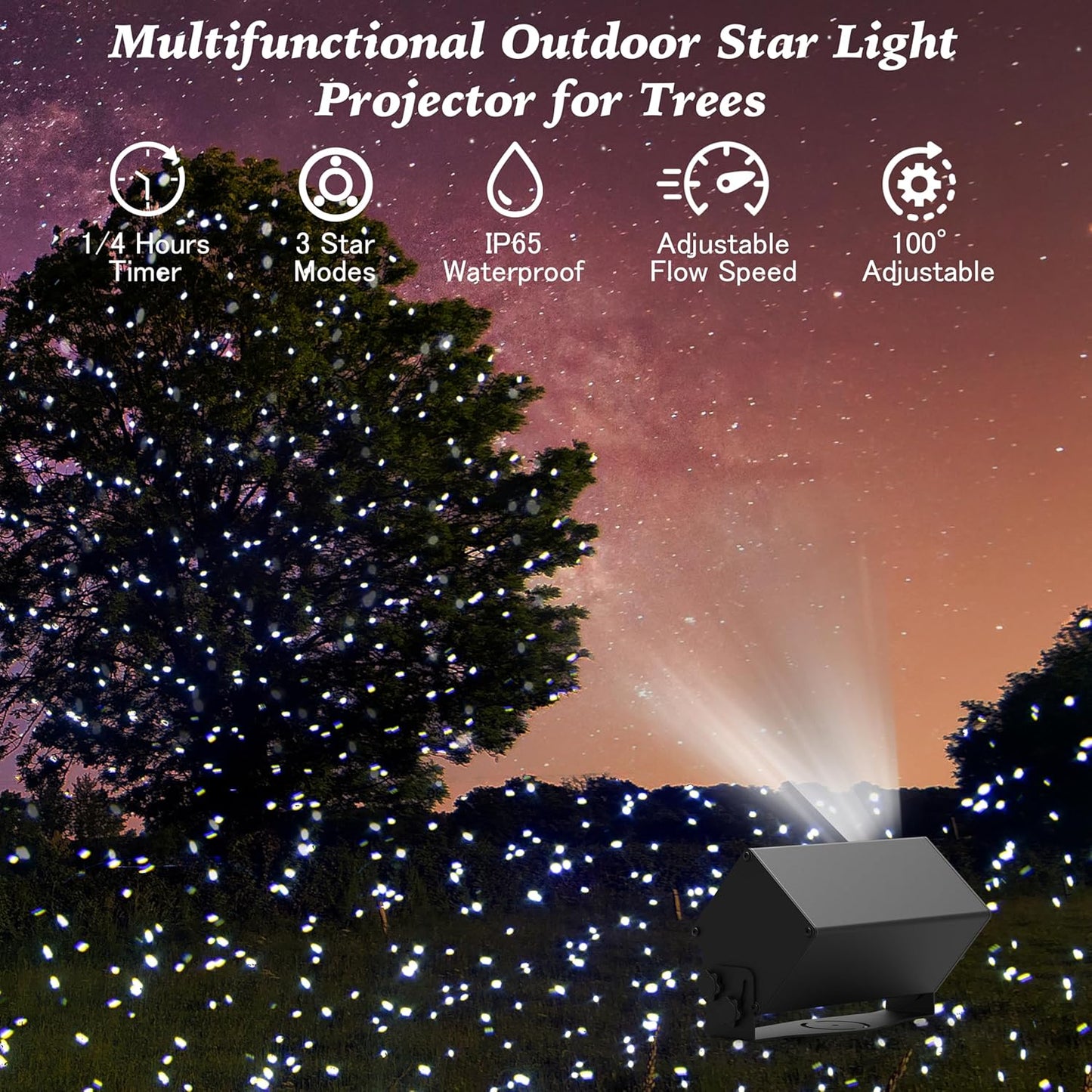 AIRIVO Outdoor Star Lights Projector, White Laser Fairy Lights Projector, Christmas Snowfall Projector, 3 Lighting Modes Garden Lights Snowflake Projector with Remote Control for Home, Patio,Landscape