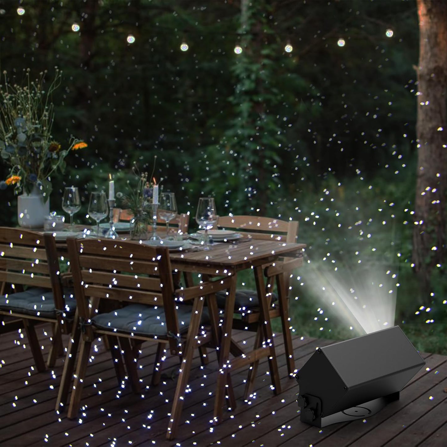 AIRIVO Outdoor Star Lights Projector, White Laser Fairy Lights Projector, Christmas Snowfall Projector, 3 Lighting Modes Garden Lights Snowflake Projector with Remote Control for Home, Patio,Landscape