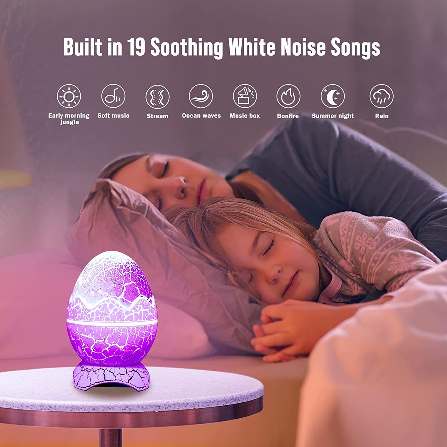 Northern Lights Aurora Projector- AIRIVO Dinosaur Egg Star Projector for Bedroom, Galaxy Projector with Bluetooth Speaker & White Noise & Timing, Night Light for Kids Adults (White 01)